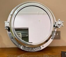 Ship Porthole Mirror Window Nickel Plated Heavy Canal Boat Round Wall Hanging 16 picture