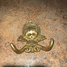 American Tack & Hardware 121 Double Hook Girl Brass Tone Vintage picture