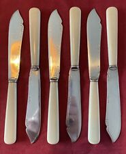 Set Of 6 Antique Silver Plated Fish Cutlery Knives By Harrison Fisher c1900-1910 picture