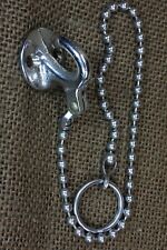 Old Hook and Drain Plug Chain Nickel Brass Towel Hanger Razor Strop picture