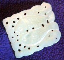 Light Jade ~ Hand-Carved Double Carp ~ Kissing Fish ~  Pisces Pendant ~ 2'' Flat picture