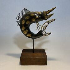 VINTAGE MID-CENTURY MODERN BRUTALIST ABSTRACT FISH METAL SCULPTURE picture