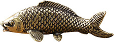 Chinese Feng Shui Fish Statue Figurine Brass Arowana Golden Fish Wealth Lucky Tr picture