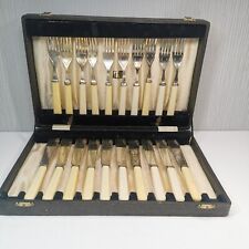 Antique Electro Plated Fish Cutlery X 10 Pairs. Boxed- Prop/Use picture