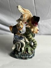 Shiwan Chinese Figurine Statue Gold Fish Koi Small chip On Fishes Fin See Photo picture