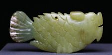 9CM Old China Dynasty Green Jade Carved Dragon Fish Beast Animal Amulet Pendant picture