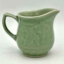 Vntg Celadon 3.5” Pitcher Koi Fish Design Marked/Signed Beautiful picture