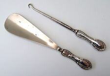 1917 CHESTER STERLING SILVER HANDLE SHOE HORN & BUTTON HOOK JAMES DEAKIN picture