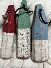 3 WOOD LOBSTER TRAP BUOY FLOATS Wooden Nautical Beach Boat House Decor Fishing picture