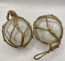 Vintage Japanese Glass Fishing Net Floats Set Of Two Blown Glass picture