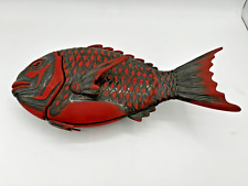 Antique Japanese Laquered Wood Fish Box picture