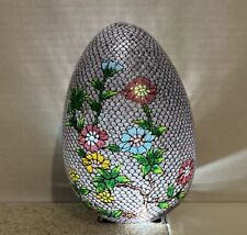 Plique a Jour Stain Glass Cloisonné Egg 6” Floral Pattern Brass Fish Scale Asian picture