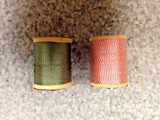 VINTAGE 2 Fishing Rod Winding Silk Spools--Wooden Spools--Barely used picture