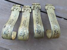 Set 4 Antique Sweeping Flowers French Brass Curtain Tie Back Hooks picture