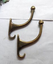 pair (2) ANTIQUE BRASS coat hook, hall tree, hat rack, wall vintage  picture
