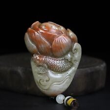 Chinese Shoushan Stone Hand-carved Lotus&Fish Statue Hand Pieces Pendant al0513 picture