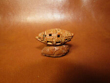 A Chinese intricately carved nut boat & stand with calligraphy 19thc Qing picture