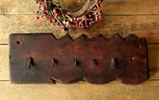 Antique 1800 Primitive Wooden HANGING Game HUNT RACK Iron Hook Oxblood Red Paint picture