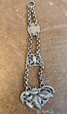 Antique Tibet Chinese Qing Dynasty Silver Repousse Amulet Pendant Miao Moth Fish picture