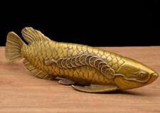 Japan Antique Figure Ornament Copper Bronze Arowana fish 28cm /11