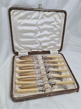 Antique 12 Piece Set Of Large Silver Plated EPNS Decorative Fish Cutlery In Box picture