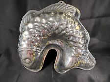 Vintage Portugal large tin fish formed culinary mold Aluminum 10” picture