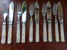 Vintage SP Fish or Dessert Set of 10 pcs, all with FAUX MOP handles. picture