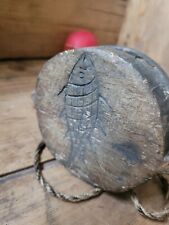 Antique Carved Wood Folk Art Fishing Treen Item tackle net block? picture