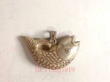 Collection Old Chinese Tibet Silver hand-made Lovely Fish Statue Pendant gift picture