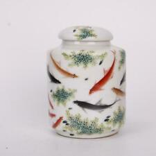 Chinese antiques Handmake Porcelain Pastel fish pattern tea leaf jar qq32 picture