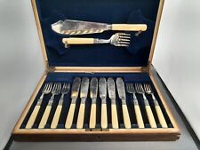 Antique Fish Cutlery by John Sandersons & Sons in Wooden case hallmarked 1924 picture