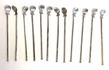Twelve Vintage Taxco Mexico Fish Sterling Silver Ice Tea Julep Straws Spoons picture