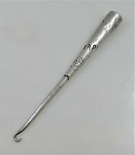 Incredible Shiebler Sterling Silver Etruscan Pattern Hammered Button Hook 1880 picture