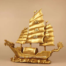 China Pure Copper Brass Fengshui smooth sailing Dragon Boat Sailing Boat Statue picture