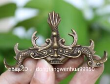 China Folk Old Copper Bronze Handmade Wealth Dragon Fish Aoyu Beast Pen Rack G78 picture