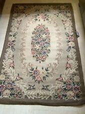 Antique Rectangle Wool Hook Rug 44 1/2”x69”brown/beige/cream picture