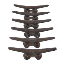 6 Cleat Boat Hooks Handles Cast Iron Ship Dock Nautical Decor Rustic Finish 5 in picture