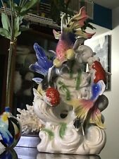 BIG CHINESE FISHES SCULTURE / FINE PORCELAIN 19” TALL picture
