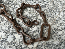 40'' INCHES OLD VINTAGE HAND FORGED RUSTIC UNIQUE LOCK SYSTEM IRON HEAVY CHAIN picture
