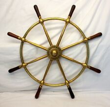 Antique John Hastie & Co. Ltd. Brass & Wood Ship Boat Wheel Greenock Scotland picture