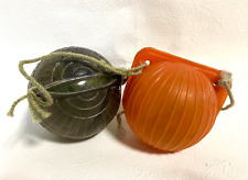 2 piece set Rare Japanese Fishing Glass Float ,Cover, Black,&Orange 3