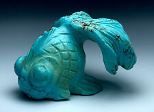 Mid Century Carved Chinese Turquoise Koi Fish Fetish / Effigy picture