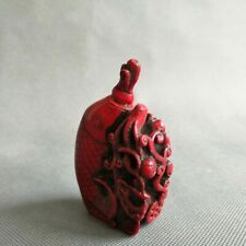 Old Collectible Handwork Coral Carve Fish & Lotus Auspicious Snuff Bottle picture