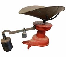 Antique 19thC Howe Fish Tail Scale Red Painted Cast Iron Brass Bin Weights VT picture