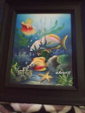 C Benolt Fish Art Oil Painting 13 X 12 picture