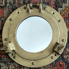 Vtg  Brass Porthole 7 in Maritime Nautical Ship Boat Window Wall Mirror Art 70s picture