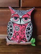 Vintage Solid Wood Owl Wall Hook Hanger Peg Decor Hand-painted 70’s Coat Towel picture