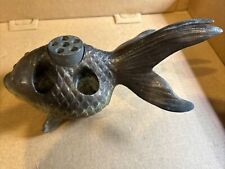 Antique Japan brass Flower Frog Koi Fish For Floral Stems Missing Parts picture