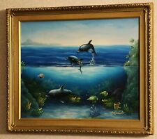 Original C. Benolt  Oil On Canvas 3D Sea Life Painting. Signed & Framed. 16 x20 picture