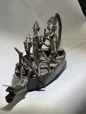 Antique Cast Bronze, Dogon Mali, Rare Crocodile Boat with 6 Figures/14” x 4